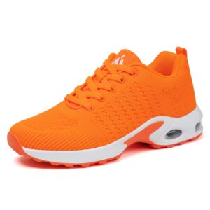 mishansha sneakers women's lightweight air cushion gym fashion tennis shoes breathable walking running athletic sport orange 8