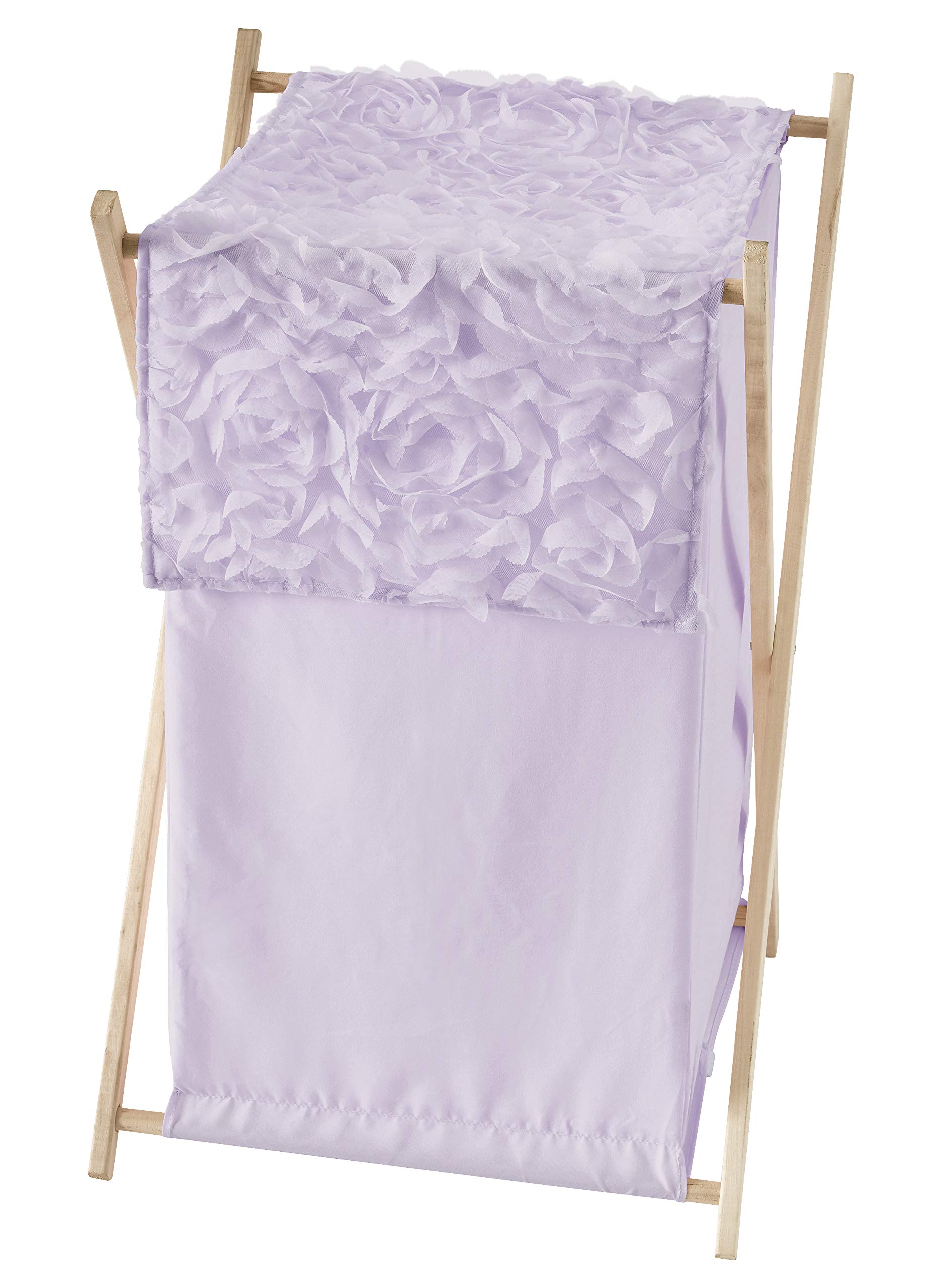 Sweet Jojo Designs Purple Floral Rose Baby Kid Clothes Laundry Hamper - Solid Light Lavender Flower Luxurious Elegant Princess Vintage Boho Shabby Chic Luxury Glam High End Roses