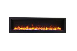 amantii sym-60-bespoke symmetry series bespoke 60-inch built-in electric fireplace with remote, ice media, black steel surround