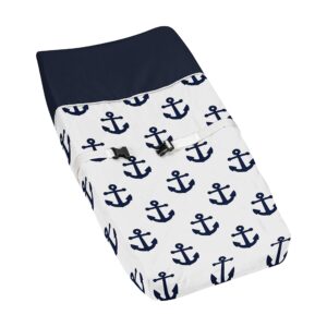 sweet jojo designs navy blue white anchors boy girl baby nursery changing pad cover - nautical theme ocean sailboat sea marine sailor anchor unisex gender neutral