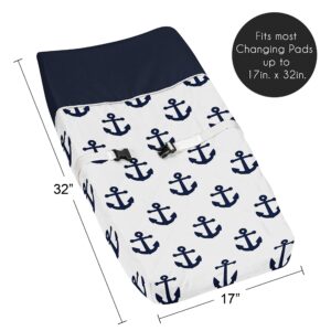 Sweet Jojo Designs Navy Blue White Anchors Boy Girl Baby Nursery Changing Pad Cover - Nautical Theme Ocean Sailboat Sea Marine Sailor Anchor Unisex Gender Neutral