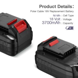 18V Replacement Charger Compatible with PCXMVC PCMVC for Porter Cable Cordless Power Tool Li-ion NiCd NiMh Battery, Upgraded 2 Pack 18V 3.7Ah Replacem