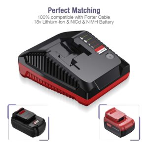 18V Replacement Charger Compatible with PCXMVC PCMVC for Porter Cable Cordless Power Tool Li-ion NiCd NiMh Battery, Upgraded 2 Pack 18V 3.7Ah Replacem