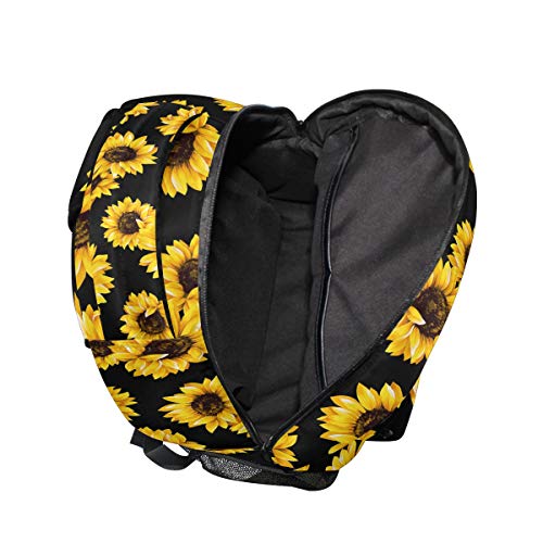 Sunflower School Backpack for Girls Boys Floral Large Bookbag Laptop Computer Bag Casual Hiking Travel Daypack Backpack Schoolbag for Teens College 16 Inch