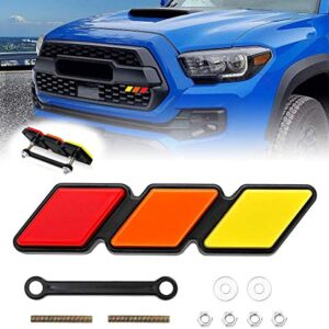 Tri-Color Front Grille Badge Emblem for Tacoma 4 Runner Tundra Sequoia Rav4 Highlander（Yellow/Orange/Red