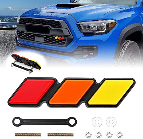 Tri-Color Front Grille Badge Emblem for Tacoma 4 Runner Tundra Sequoia Rav4 Highlander（Yellow/Orange/Red