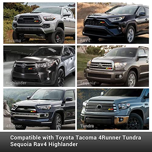 Tri-Color Front Grille Badge Emblem for Tacoma 4 Runner Tundra Sequoia Rav4 Highlander（Yellow/Orange/Red