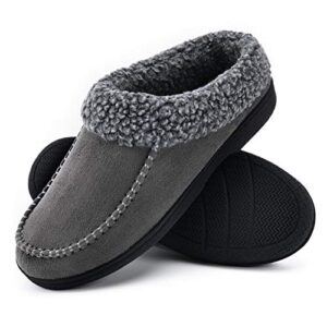 dl warm house slippers for men memory foam, winter cozy wool-like mens slippers indoor outdoor, slip-on comfy men's bedroom slippers non-slip, man breathable suede moccasin slippers size