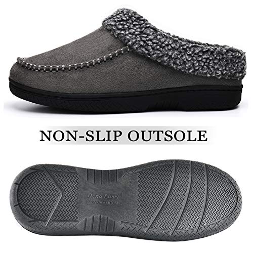 DL Warm House Slippers For Men Memory Foam, Winter Cozy Wool-Like Mens Slippers Indoor Outdoor, Slip-on Comfy Men's Bedroom Slippers Non-slip, Man Breathable Suede Moccasin Slippers Size