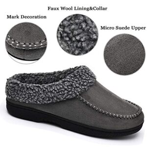 DL Warm House Slippers For Men Memory Foam, Winter Cozy Wool-Like Mens Slippers Indoor Outdoor, Slip-on Comfy Men's Bedroom Slippers Non-slip, Man Breathable Suede Moccasin Slippers Size