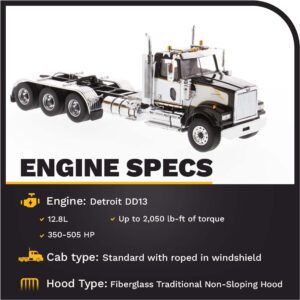Diecast Masters Western Star 4900 SFFA Day Cab Tridem Tractor | Real Truck Specifications | 1:50 Scale Model Semi Trucks | Diecast Model by Diecast Masters 71066