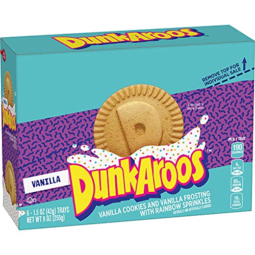 Dunkaroos Vanilla Cookies and Vanilla Frosting with Rainbow Sprinkles, 6 ct