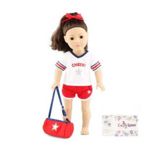 emily rose 18 inch doll clothes & accessories gift set - usa 18" doll cheer practice uniform set clothing outfit | compatible with 18-in american girl dolls | gift boxed!