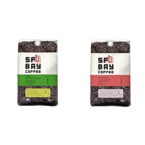 san francisco bay whole bean coffee - organic rainforest blend (2lb bag) and fog chaser (2lb bag), medium dark roast