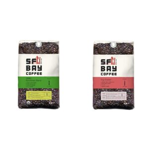 San Francisco Bay Whole Bean Coffee - Organic Rainforest Blend (2lb Bag) and Fog Chaser (2lb Bag), Medium Dark Roast