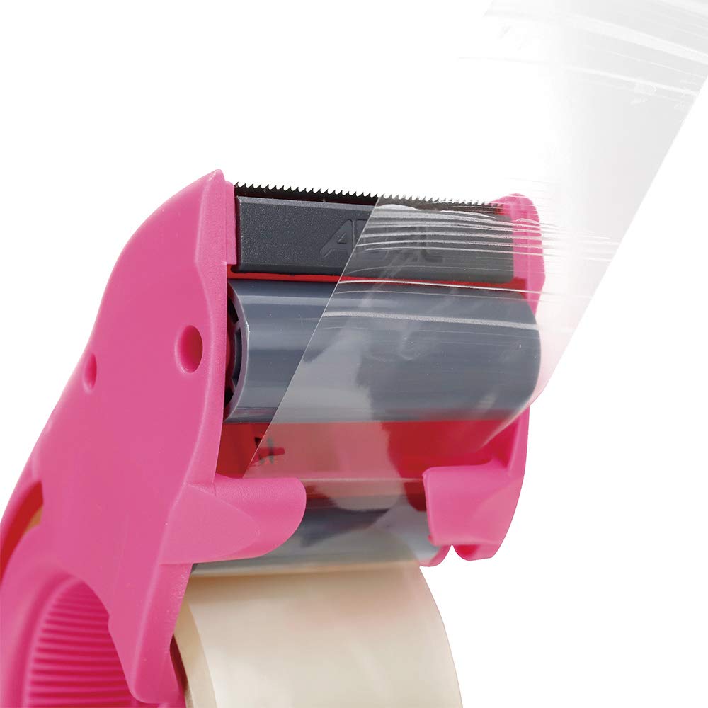 ABEL EVO Packing Tape Dispenser, Pink, 2 Inch Wide Ergonomic Tape Gun, Shipping Moving Mailing Box Sealing Carton Packaging, Lightweight Hand-held Heavy Duty Tape Cutter