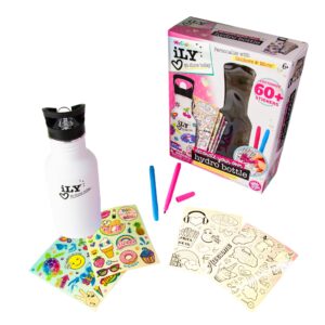 activity kings ily insulated hydro water bottle with straw for girls & boys | eco-friendly, bpa free | dishwasher safe | (2 markers, 60 stickers, kids 6+)
