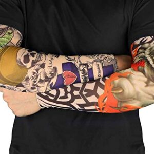 12 PCS Temporary Tattoo Sleeves for Men Women Seamless,Arts Arm Sunscreen Fake Piercings Tattoos Cover Up Sleeves,Designs Tiger, Crown Heart, Skull, Tribal,Etc Unisex Stretchable Cosplay Accessories