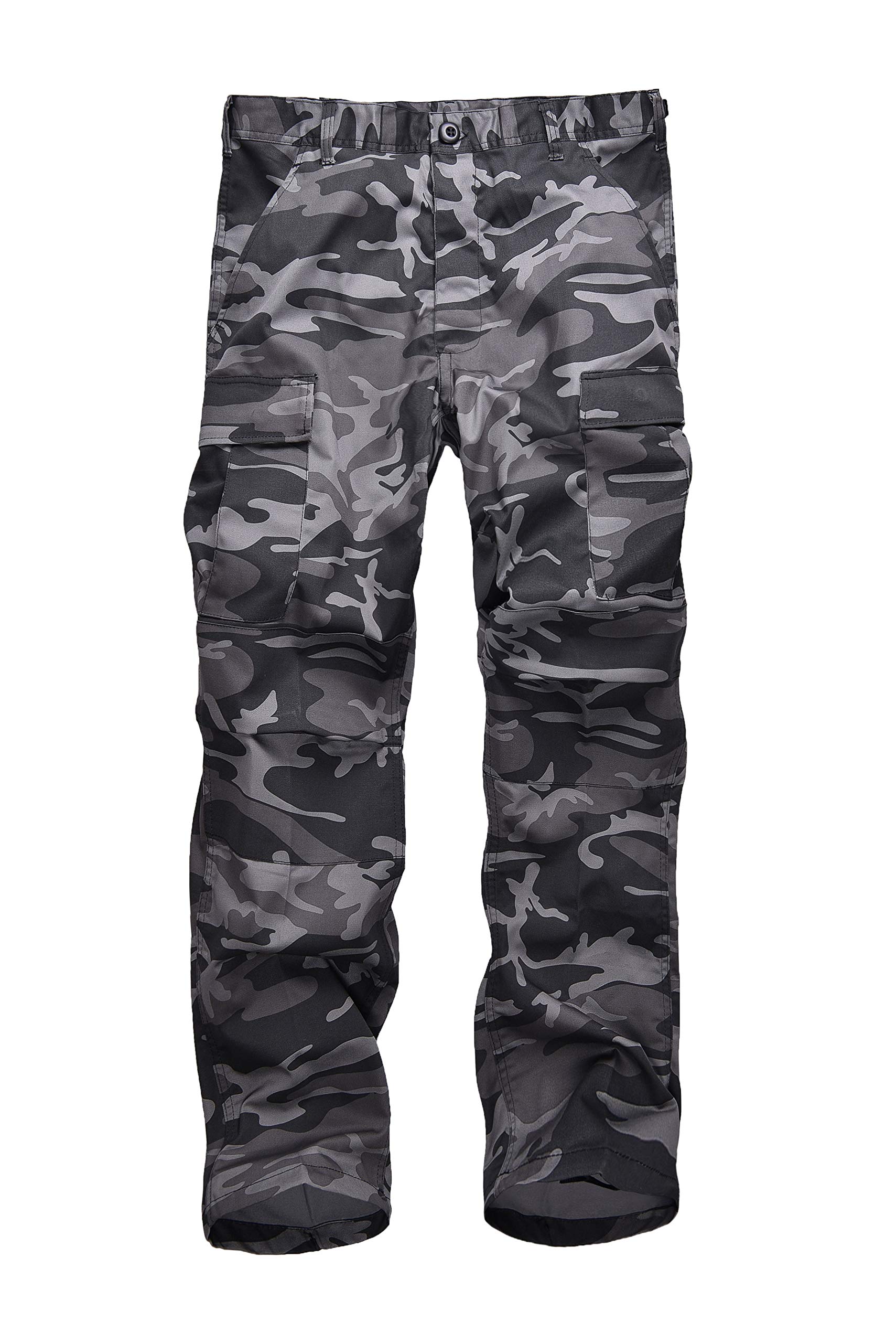 BACKBONE Mens Fashion Bright Camouflage Cargo Pants Military Combat Style BDU Pants (XL, Black Camo)