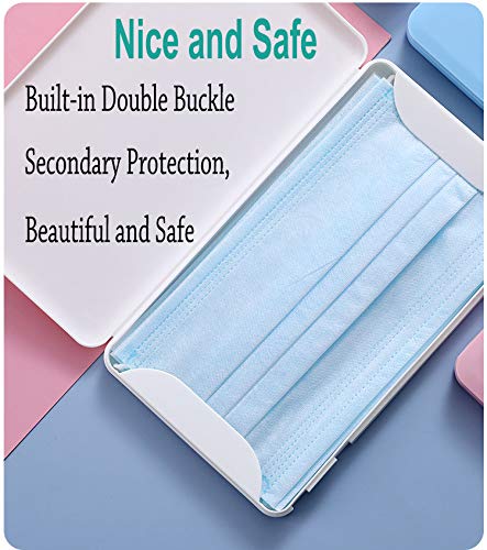 SANJINFON Portable Storage Case for Disposable/Reusable Face Masks, Plastic Case Holder Organizer for Various Masks/Card, Dust-proof, Moisture-proof Foldable Mask Storage Box with Lids (2PCS BL&WH)