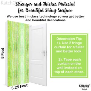 KatchOn, Neon Green Streamers Backdrop - XtraLarge, 3.2x8 Feet | Lime Green Foil Fringe Curtain for Neon Party Decorations, Neon Party Supplies | Neon Fringe Curtain for Lime Green Party Decorations