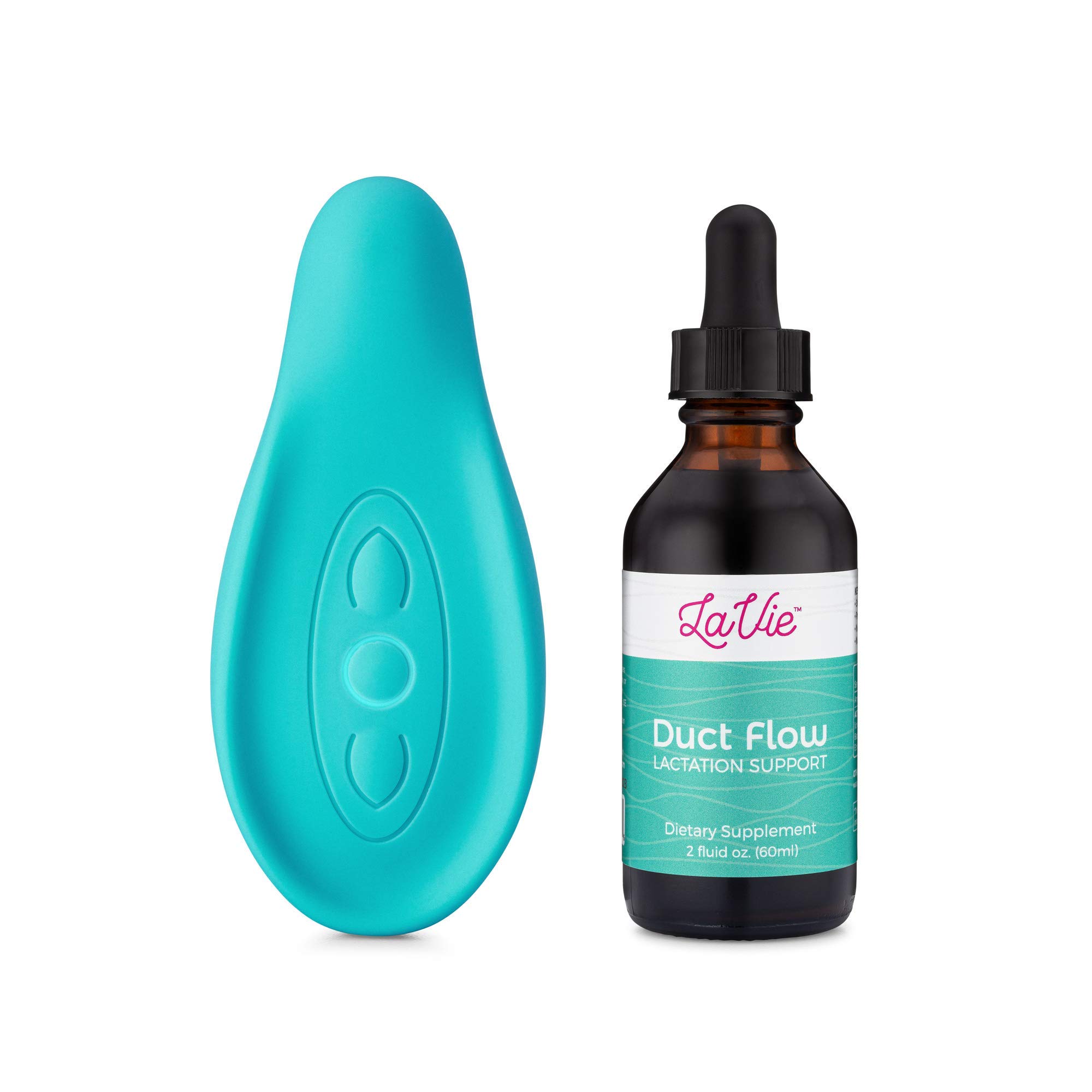 LaVie Clogged Duct Relief Bundle, Teal, Lactation Massager and Duct Flow Tincture