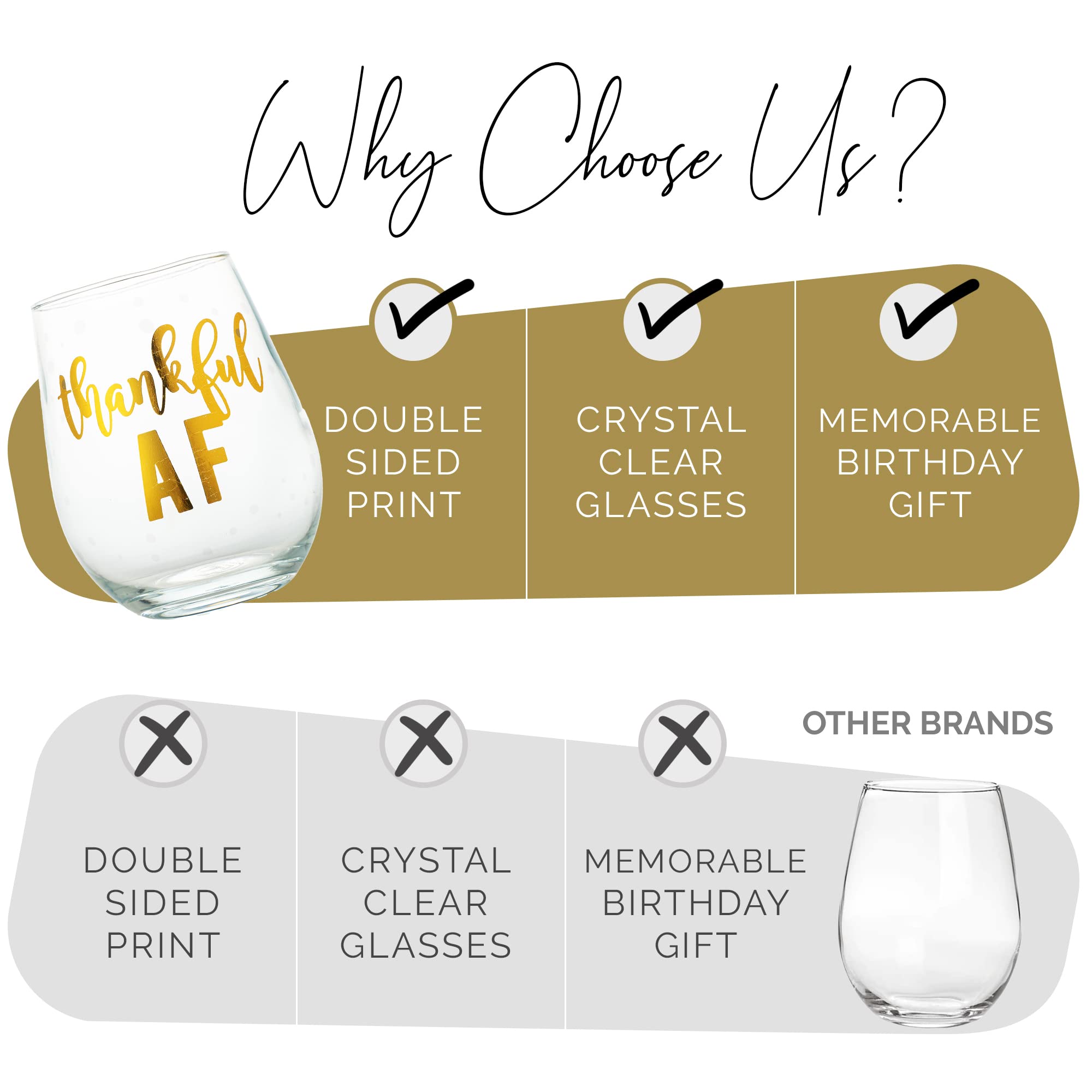 Thanksgiving Thankful AF Stemless Wine Glass, 22oz Friendsgiving Wine Glasses, Thanksgiving Wine Glass - Perfect Friendsgiving Gift, Turkey Wine Glass, Fall Wine Glass (Thankful AF)