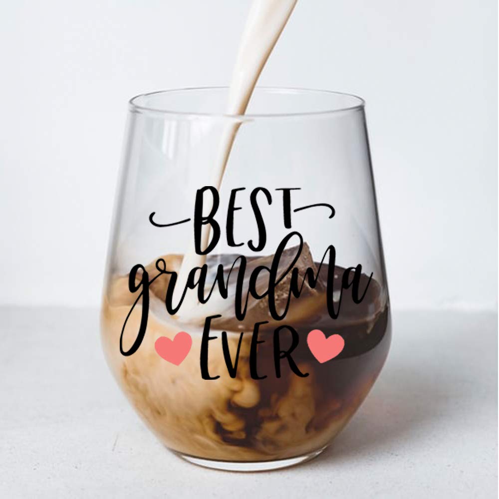 Perfectinsoy Grandma Gifts, Best Grandma Ever Funny Wine Glass, Grandma Gifts from Granddaughter, Birthday Gifts for Grandma, Mom, Grandma Wine Glass