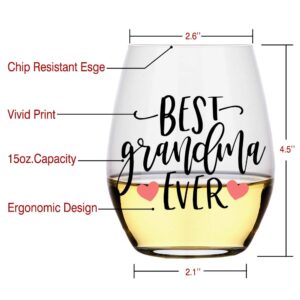 Perfectinsoy Grandma Gifts, Best Grandma Ever Funny Wine Glass, Grandma Gifts from Granddaughter, Birthday Gifts for Grandma, Mom, Grandma Wine Glass