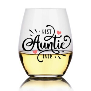 perfectinsoy aunt gifts, aunt wine glass 15 oz, best auntie ever gift, baby announcement, funny auntie birthday gifts for new aunt to be for mother’s day, perfect aunt gift perfect for sister
