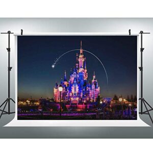 eoa 5(w) x3(h) ft disneyland castle backdrop for birthday party supplies disney night park photography background baby shower children portrait cake table photo booth props
