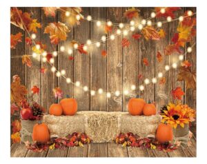 funnytree 10x8ft soft fabric fall pumpkin photography backdrop autumn tanksgiving harvest hay leaves wooden background sunflower maple baby shower banner decoration party supplies photo booth prop