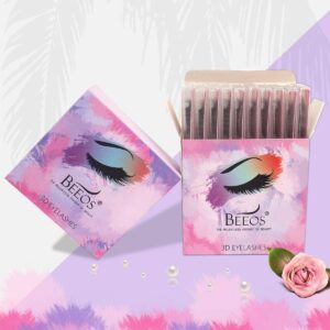 BEEOS Real Mink 3D Eyelashes Wholesale 10 Pairs, E11 Fluffy Full Volume 18 mm Middle Long Lashes Reusable Lightweight Siberian 3D Mink Lashes for Daily Use Natural Look (E11/10 Pairs)