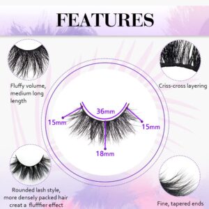 BEEOS Real Mink 3D Eyelashes Wholesale 10 Pairs, E11 Fluffy Full Volume 18 mm Middle Long Lashes Reusable Lightweight Siberian 3D Mink Lashes for Daily Use Natural Look (E11/10 Pairs)