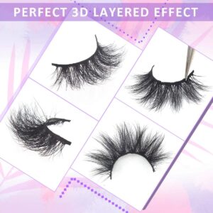 BEEOS Real Mink 3D Eyelashes Wholesale 10 Pairs, E11 Fluffy Full Volume 18 mm Middle Long Lashes Reusable Lightweight Siberian 3D Mink Lashes for Daily Use Natural Look (E11/10 Pairs)