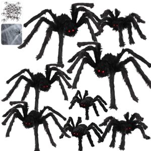10 pack halloween spider decorations with 8 giant spider halloween spiders 400 sqft stretch cobwebs spider web 20 small plastic spiders for indoor outdoor halloween decorations yard home parties décor