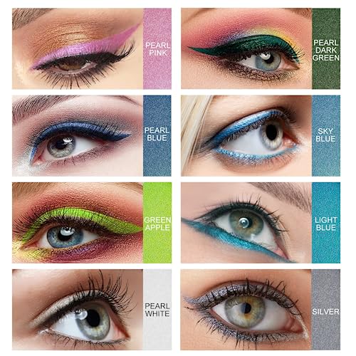 Ownest 14 Colors Eyeliner Pen Set,Pearl Eyeliner Kit Metallic Eyeliner Pencil Glitter Eyeliner for Women Eye Liner Professional Eye Makeup Set Colorful Eyeliner Eye Color