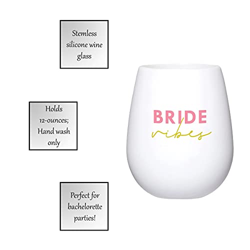 Santa Barbara Design Studio Wedding Collection Silicone Wine Glass, 12-Ounce, Bride Vibes