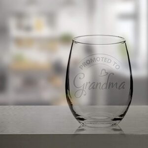 Veracco Promoted To Grandma Surprise Pregnancy Announcement Stemless Wine Glass Funny Birthday Mother's Day Gift For New Mom (Clear, Glass)