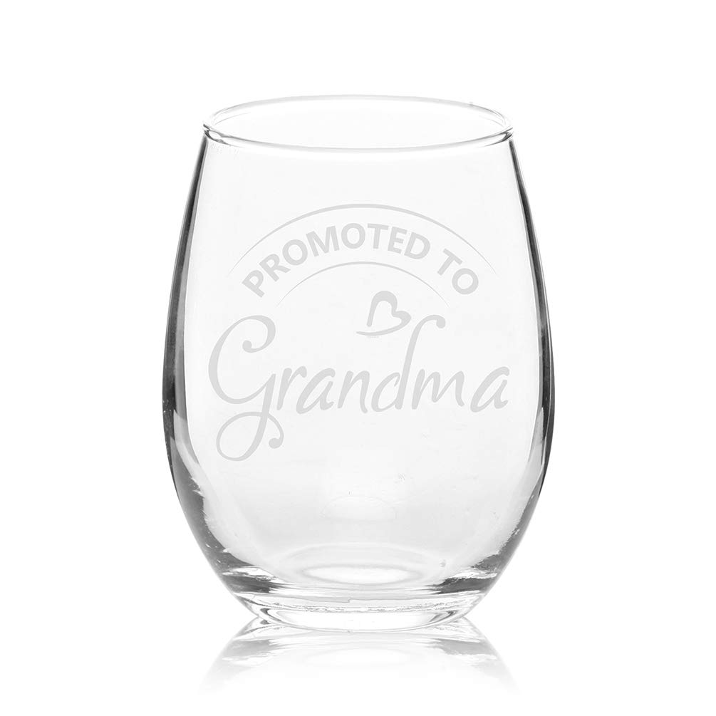 Veracco Promoted To Grandma Surprise Pregnancy Announcement Stemless Wine Glass Funny Birthday Mother's Day Gift For New Mom (Clear, Glass)