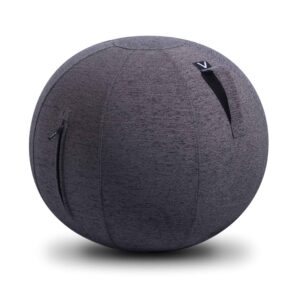 vivora luno exercise ball chair, charcoal cover, chenille, max size (25 to 26 inches), for home offices, balance training, yoga ball