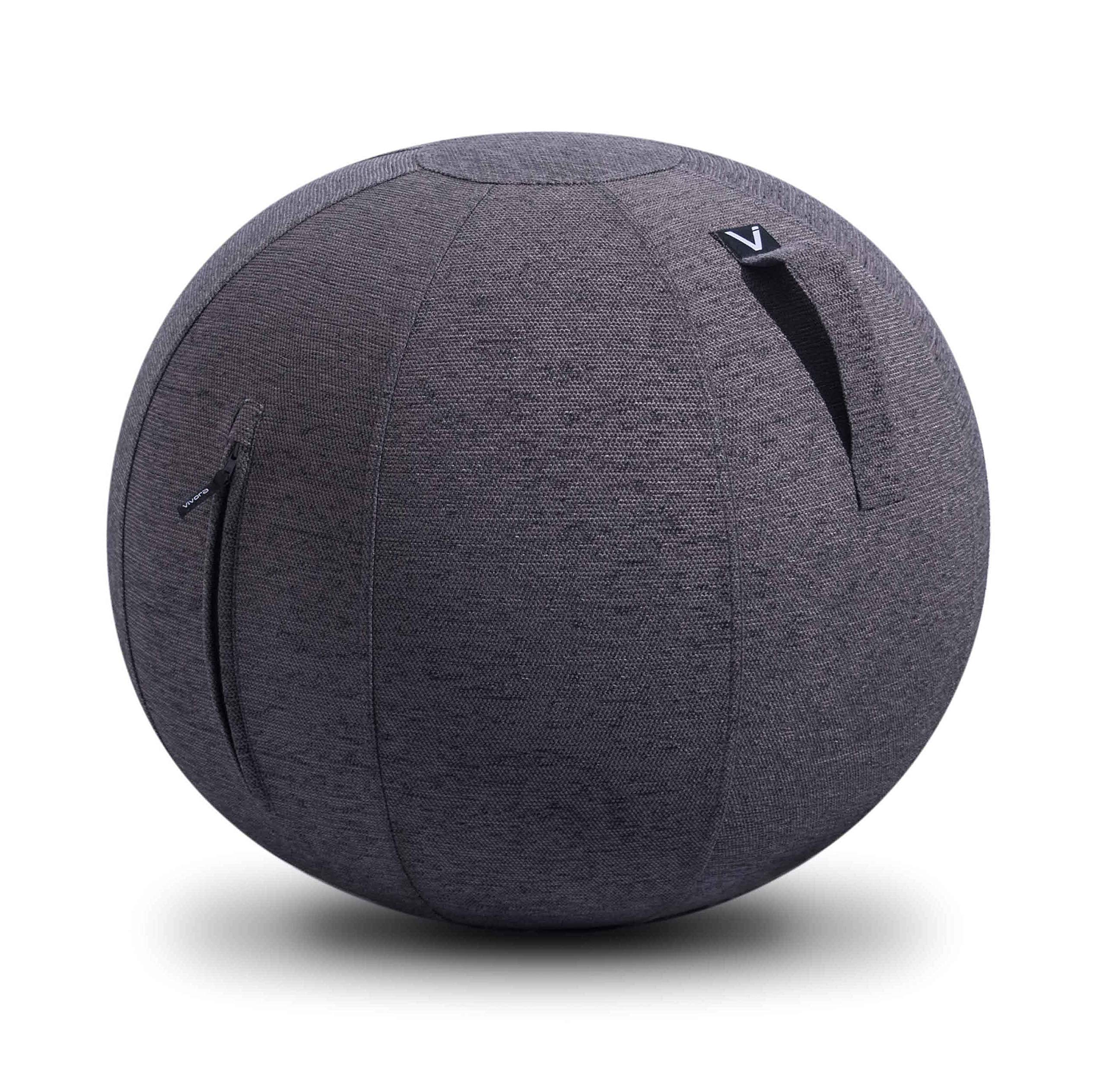 Vivora Luno Exercise Ball Chair, Charcoal Cover, Chenille, Max Size (25 to 26 inches), for Home Offices, Balance Training, Yoga Ball