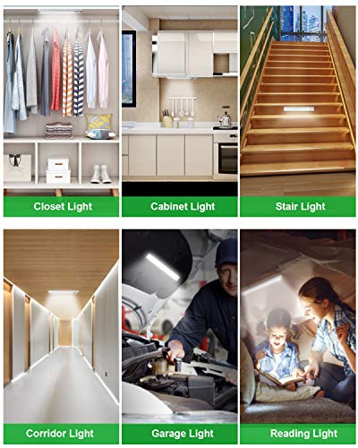 goodland Under Cabinet Lighting 80 LED Closet Light, Motion Sensor Lights Indoor USB Rechargeable Dimmable Wireless Stick-on Night Light Bar for Kitchen, Wardrobe, Garage, Stairs, Bedroom (3 Packs)