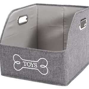 Geyecete Big Dog Toys Storage Bins Canvas Foldable Fabric Trapezoid with metal handles pet Baskets,Storage Bin Large toy box Organizer-Gray