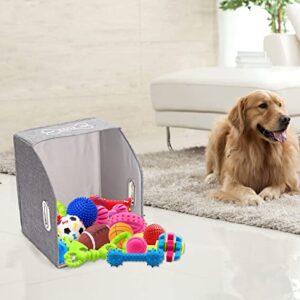 Geyecete Big Dog Toys Storage Bins Canvas Foldable Fabric Trapezoid with metal handles pet Baskets,Storage Bin Large toy box Organizer-Gray