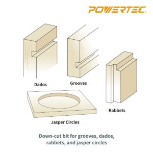 POWERTEC Solid Carbide Up Cut Spiral Router Bit, 1/4" Shank and 1/4 inch Cutting Dia., 1-Inch Cutting Length, Woodworking Router bits for use on CNC and Router Tool (73002)