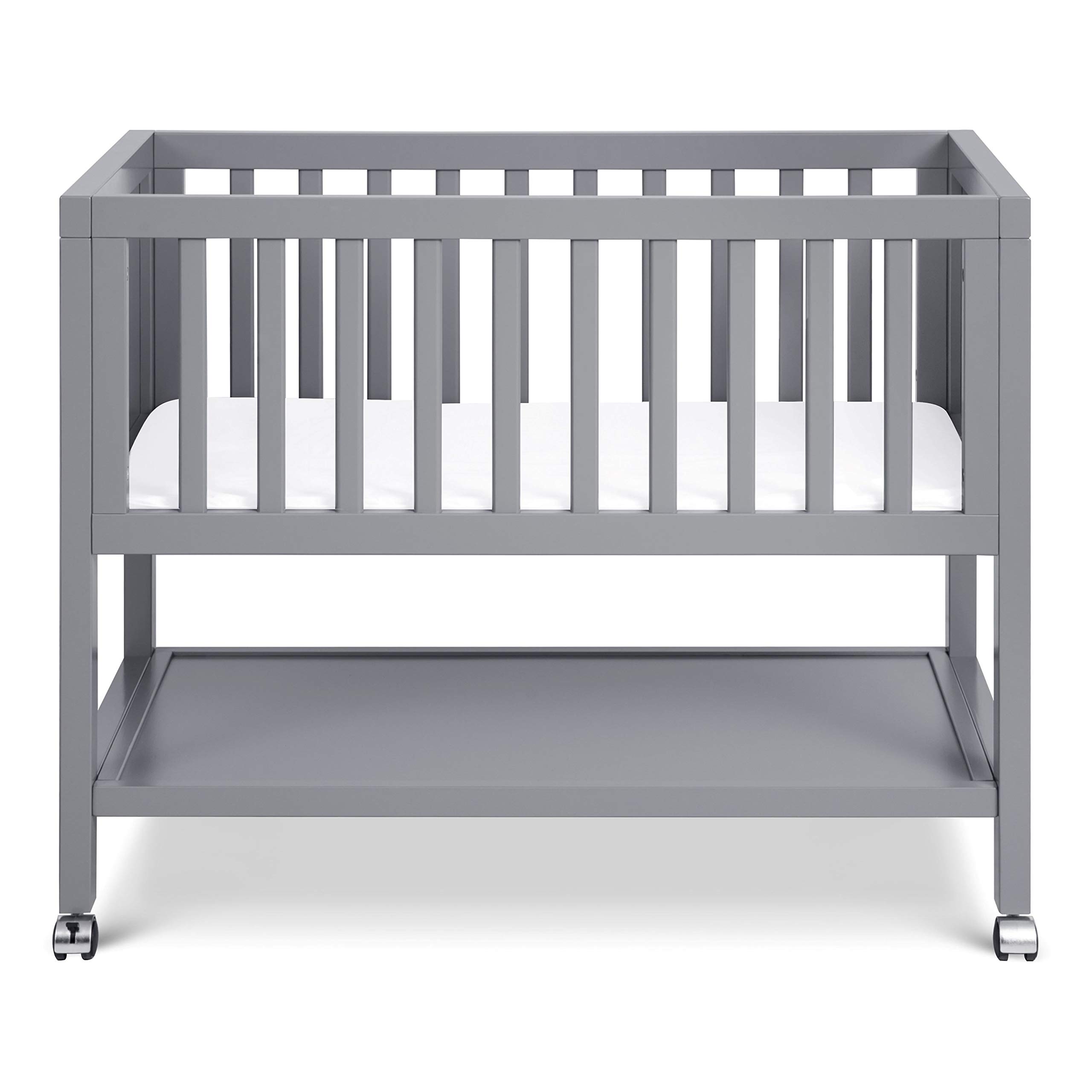 DaVinci Archie Portable Bassinet in Grey, Removeable Wheels, Greenguard Gold Certified