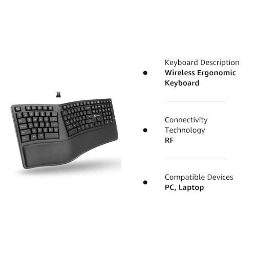 X9 Wireless Ergonomic Keyboard with Wrist Rest - Type Naturally and Comfortably Longer - Full Size Rechargeable 2.4G Ergonomic Keyboard Wireless - 110 Key Split Ergo Computer Keyboard for PC | Chrome