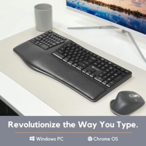 X9 Wireless Ergonomic Keyboard with Wrist Rest - Type Naturally and Comfortably Longer - Full Size Rechargeable 2.4G Ergonomic Keyboard Wireless - 110 Key Split Ergo Computer Keyboard for PC | Chrome