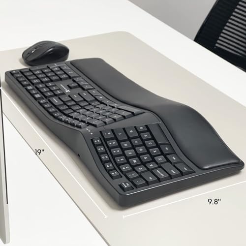 X9 Wireless Ergonomic Keyboard with Wrist Rest - Type Naturally and Comfortably Longer - Full Size Rechargeable 2.4G Ergonomic Keyboard Wireless - 110 Key Split Ergo Computer Keyboard for PC | Chrome